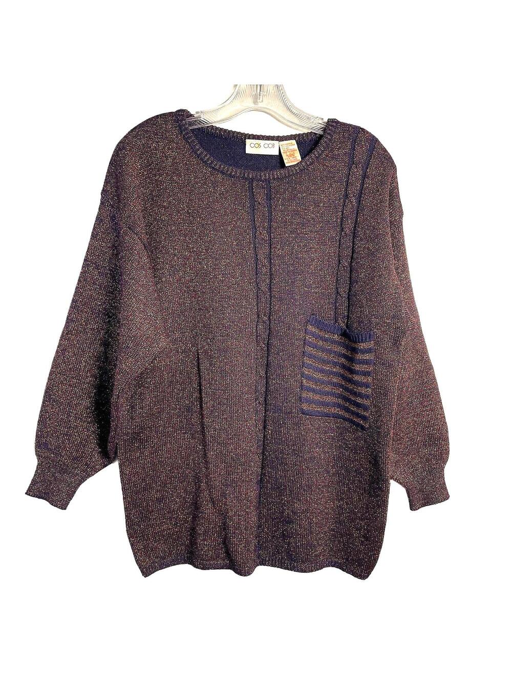 90's Vintage Cos Cob Cozy Cottage Metallic Oversized Knit Copper Sweater Size M